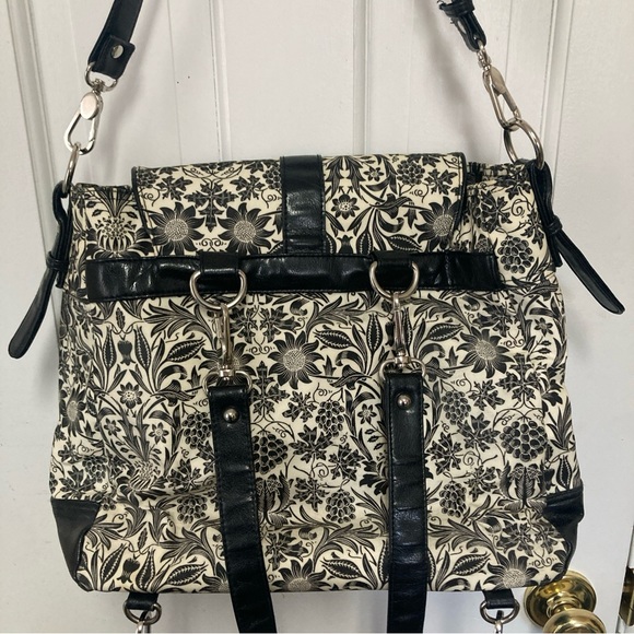 Gigi Hill Los Angeles Floral Coated Canvas BackPack Sling Purse Shoulder Bag EUC - Picture 4 of 6
